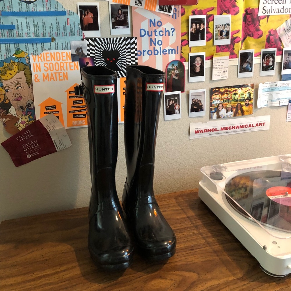 Hunter Black Original Tall Glossy Rain Boots